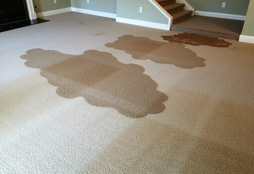 Before: Stained living room carpet