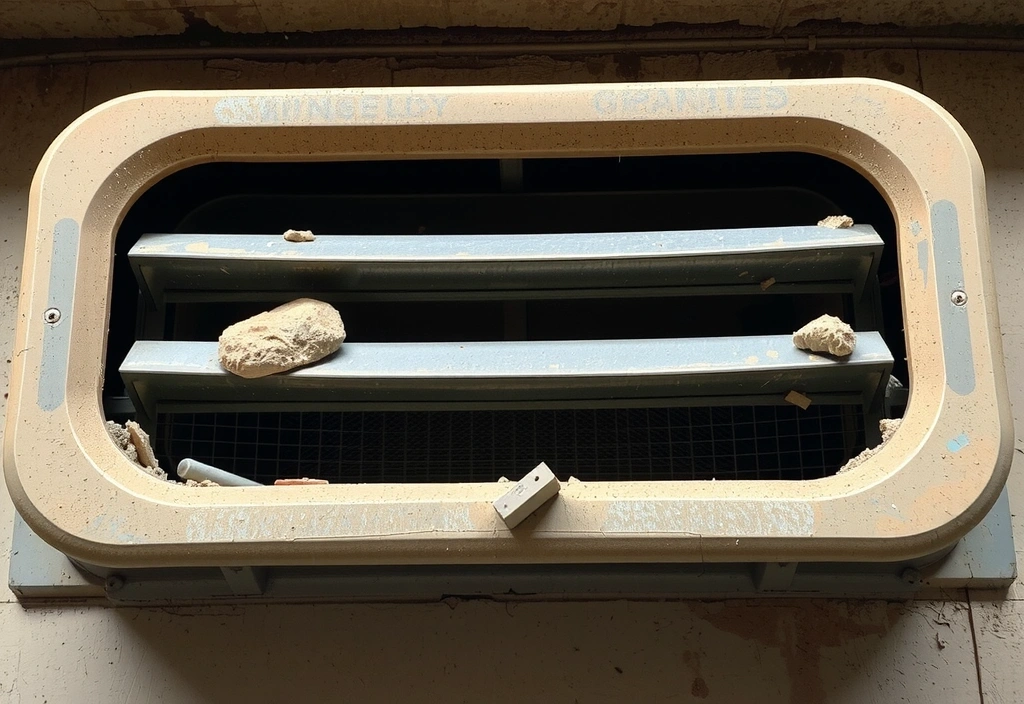 Before: Dusty industrial ventilation grill
