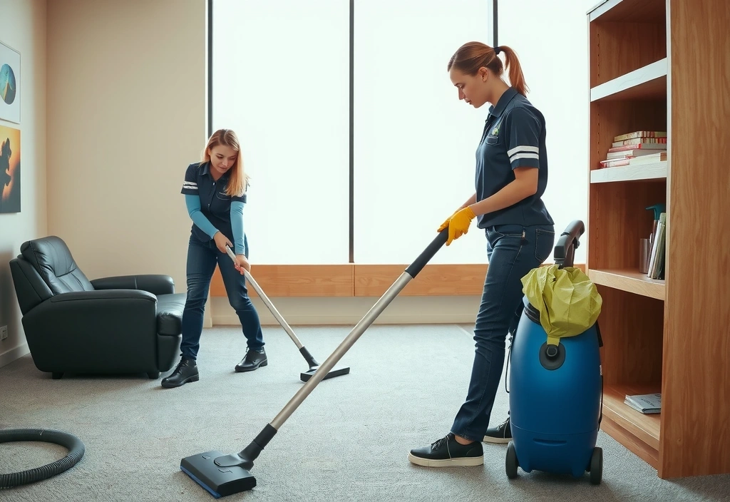 Two CleaningLab team members working together in an office