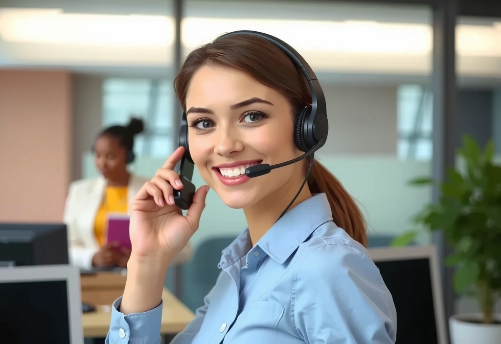 Customer support agent helping a client via phone