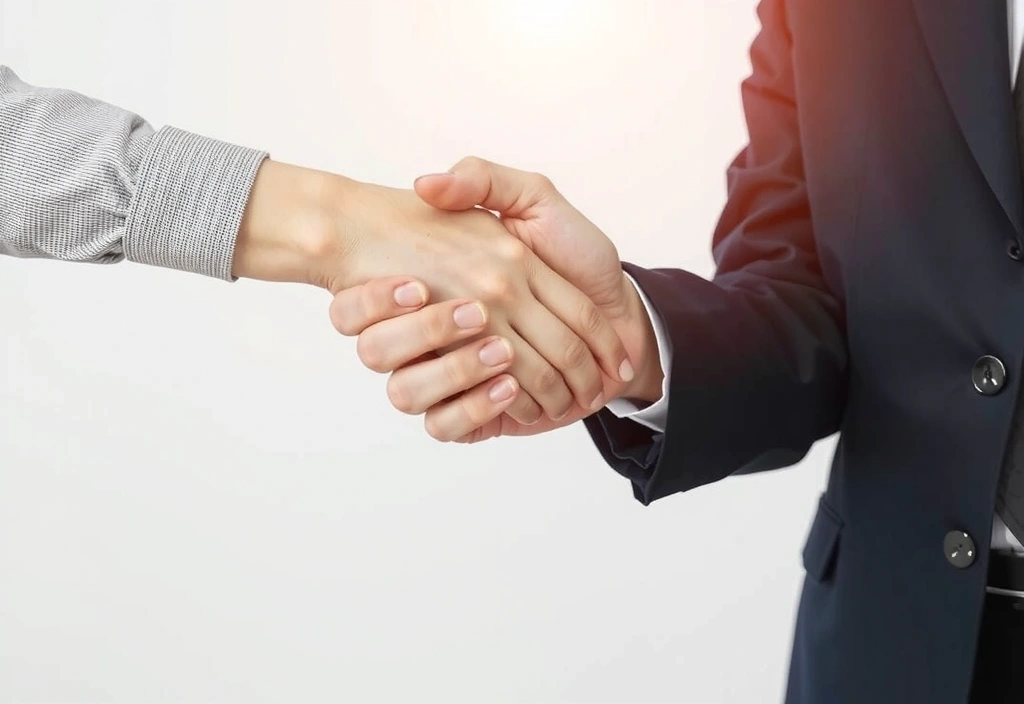 Two hands shaking, symbolizing data sharing and partnership